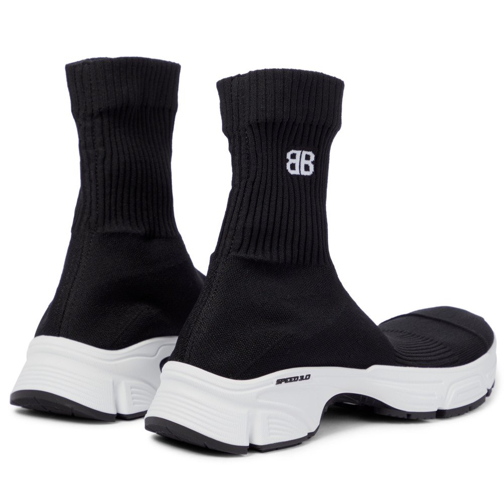 Balenciaga Speed 3.0 Sock Trainer Knit White Black High Top Runner Sneakers 41 - Picture 10 of 12